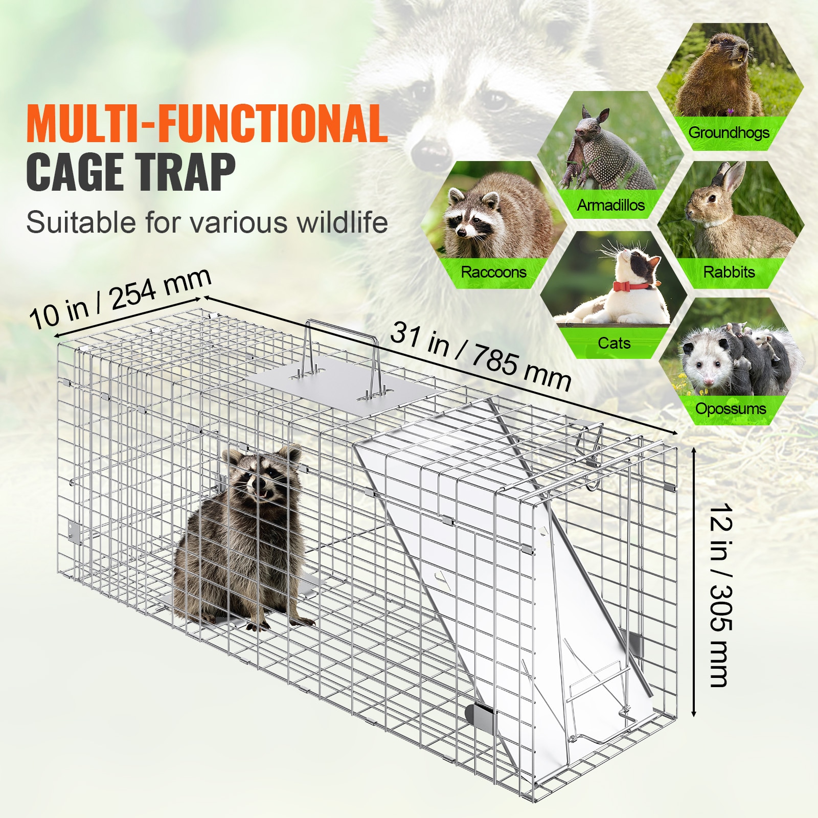 Humane Cat Trap Galvanized Iron Folding Cage For Stray Animals_voghion.com